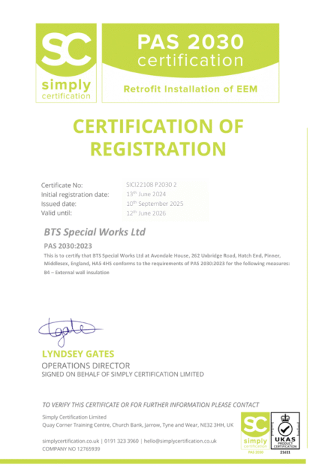 BTS Special Works Ltd - PAS Cert